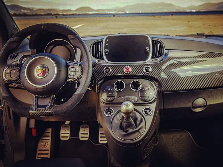 FIAT 500 ABARTH Custom Steering Wheel - Carbon Fiber - Alcantara w/ Red Stitch